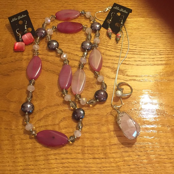 handmade Jewelry - Necklaces pink stone wear and Rosa quartz silver